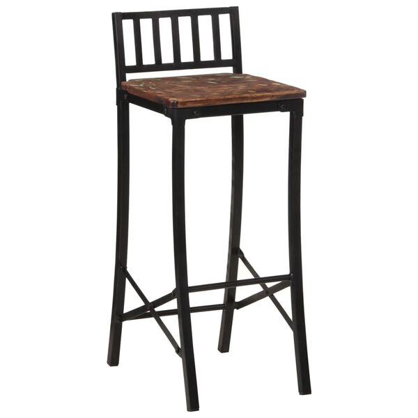 vidaXL Bar Chair Set of 2 Mixed Color Solid Reclaimed Wood Standard