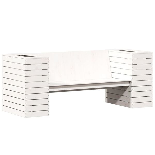 vidaXL Planter Bench White Solid pine wood Medium Planters