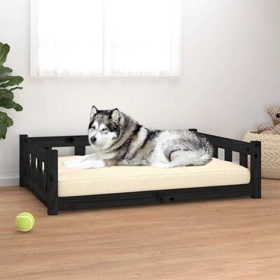 vidaXL Dog Bed Black 41.5"x29.7"x11" Solid Wood Pine