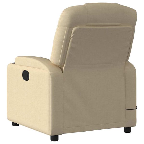 vidaXL Massage Recliner Chair Cream 100% Polyester Fabric, Metal, Plywood