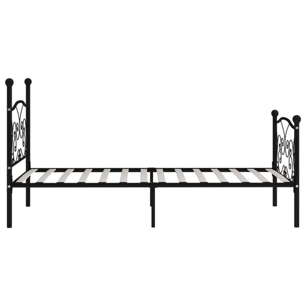 vidaXL Bed Frame Black Metal, plywood 35.4x78.7 in Sturdy Bed Frame