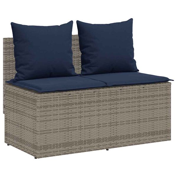 vidaXL 3 Piece Patio Dining Set with Cushions Gray Poly Rattan
