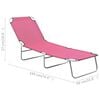 vidaXL Sun Lounger Pink Oxford fabric, Powder-coated steel Standard