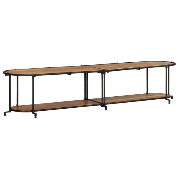 vidaXL TV Cabinet Brown and Black Solid Acacia wood, Iron Large