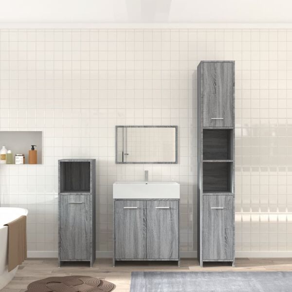 vidaXL Bathroom Furniture Set Grey sonoma Engineered wood Standard