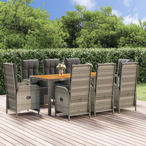 vidaXL Garden Dining Set Gray