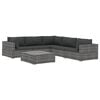 vidaXL Patio Lounge Set Set of 6 Grey PE Rattan Large Modular