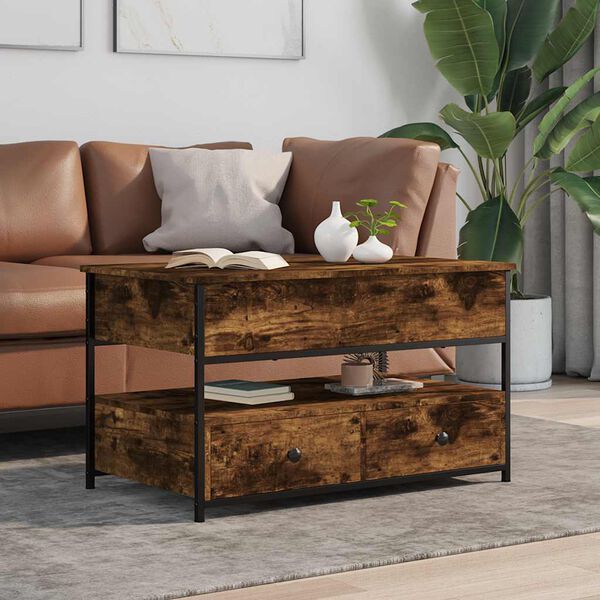 vidaXL Coffee Table Brown oak Engineered wood and metal Medium