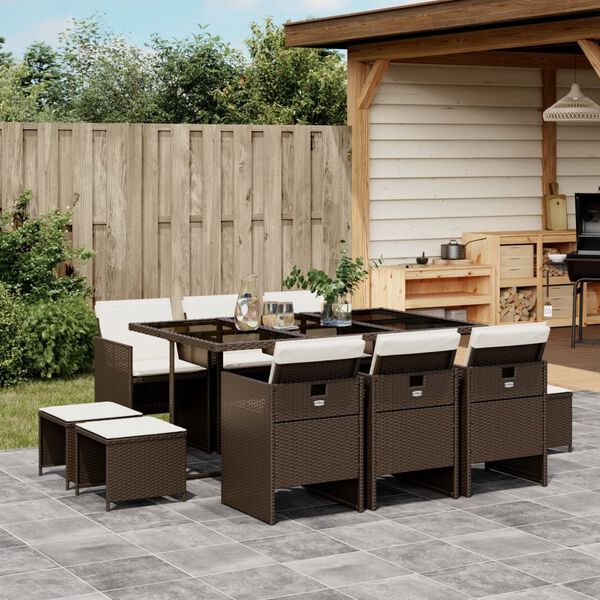 vidaXL Garden Dining Set Brown, Black, Cream White