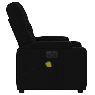 Profile side view of recliner with raised back and armrests