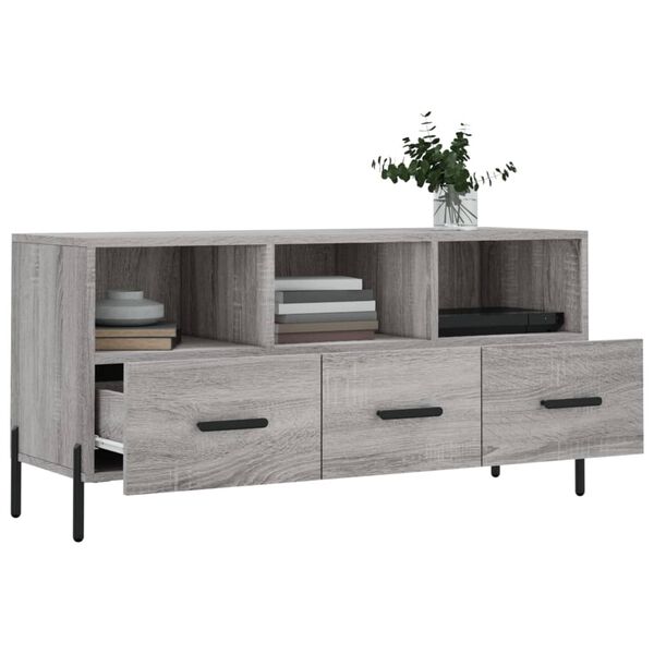 vidaXL TV Cabinet Grey Sonoma Engineered Wood, Iron Medium TV Cabinet