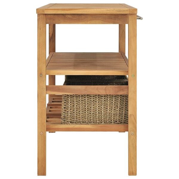 vidaXL Bathroom Vanity Cabinet Teak Solid teak wood, Seagrass