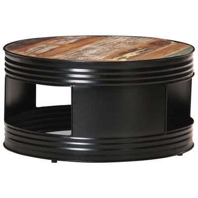 vidaXL Coffee Table Black  26.8"x26.8"x14.2" Solid Reclaimed Wood