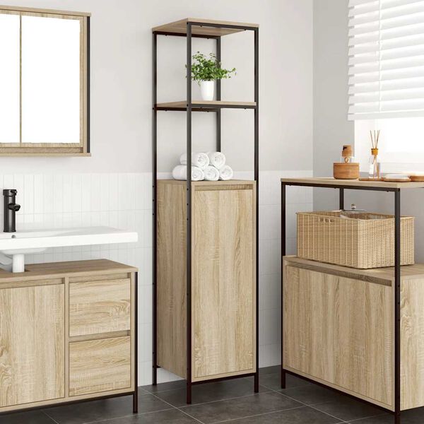 vidaXL Bathroom Cabinet Sonoma Oak Engineered wood, steel 65.0 in tall
