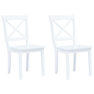 vidaXL Dining Chair Set of 2 White Solid rubber wood Standard Durable
