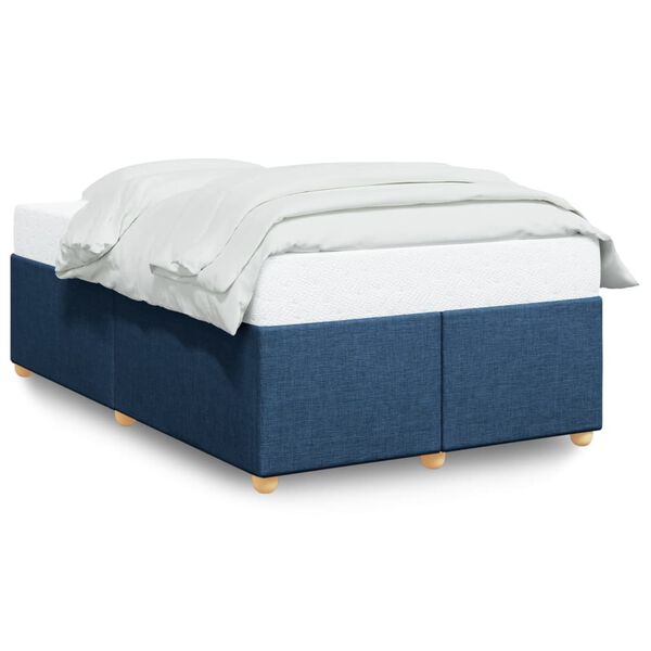 vidaXL Bed Frame Blue Polyester, plywood, engineered wood, solid pine wood
