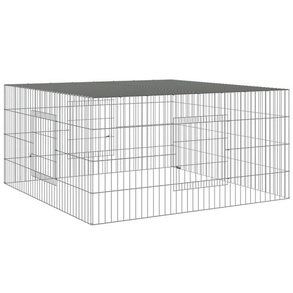 vidaXL Rabbit Cage Silver Galvanized Iron Large Durable Rabbit Cage
