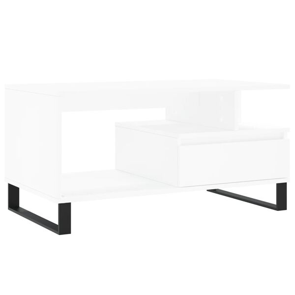 vidaXL Coffee Table White Engineered wood, metal Medium Coffee Table