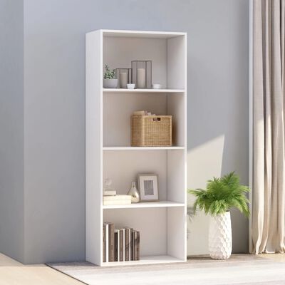 vidaXL 4-Tier Book Cabinet White 23.6"x11.8"x59.6" Chipboard