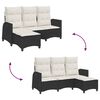 vidaXL Reclining Garden Sofa Black PE Rattan