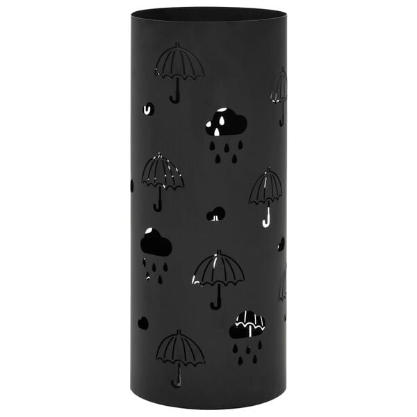 vidaXL Umbrella Stand Black Powder-coated steel Medium Decorative Inlays
