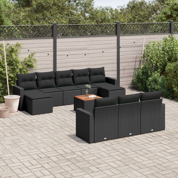 vidaXL Garden Sofa Set Black