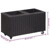 vidaXL Garden Raised Bed with 2 Pots 23.6"x11.8"x14.2" Poly Rattan Black