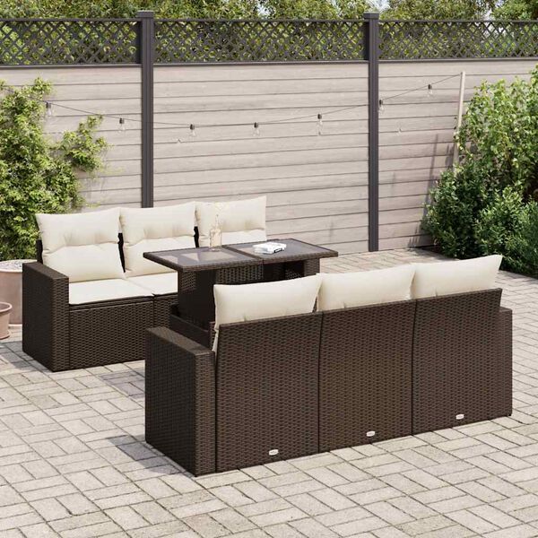 vidaXL Garden Sofa Set Brown PE Rattan 7 Piece Modular Garden Sofa Set