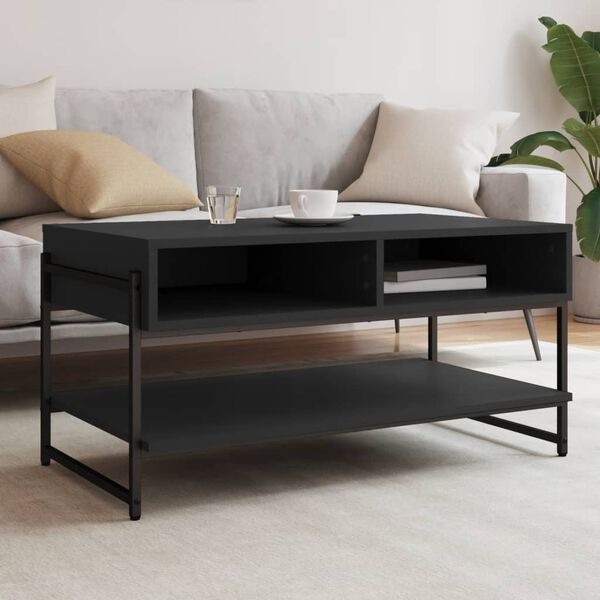 vidaXL Coffee Table Black Engineered wood, metal Medium Adjustable Feet