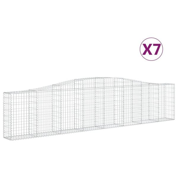 vidaXL Gabion Basket Set of 7 Silver Galvanized iron Extra Large