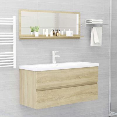 vidaXL Bathroom Mirror Sonoma Oak 39.4"x4.1"x14.6" Chipboard