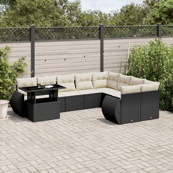 vidaXL Garden Sofa Set Black, Cream White