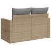 vidaXL Garden Sofa Beige PE rattan, powder-coated steel, polyester fabric
