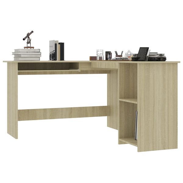 vidaXL Corner Desk Sonoma oak Engineered wood Medium Sliding Components