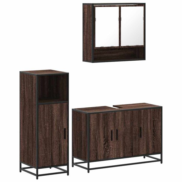vidaXL Bathroom Furniture Set Brown Oak Engineered Wood Large