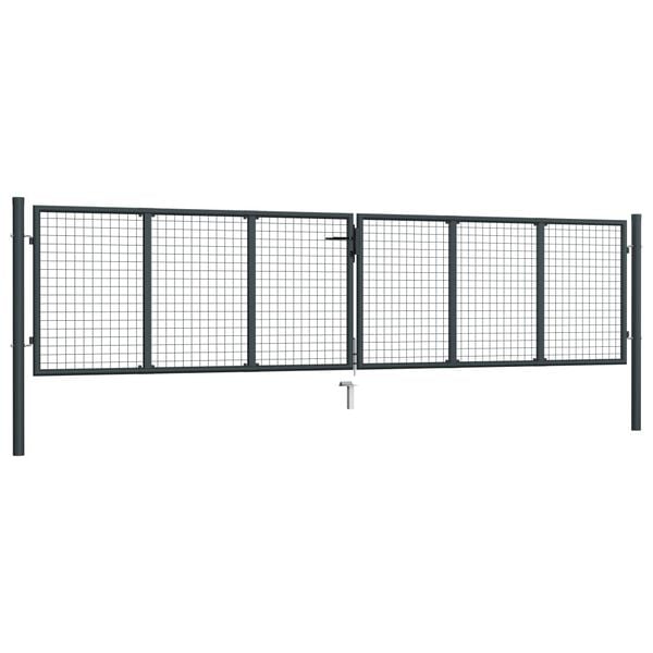 vidaXL Mesh Patio Gate Galvanised Steel 157.5x39.4" Grey
