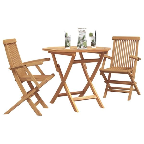 vidaXL Garden Dining Set 3 pcs Brown Solid teak wood