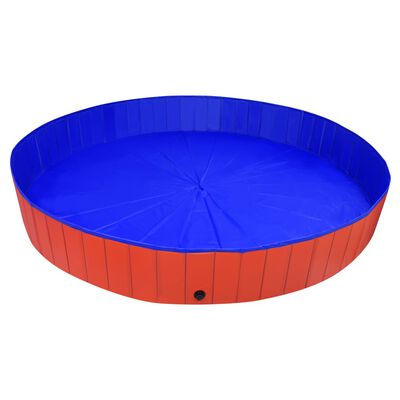 vidaXL Foldable Dog Swimming Pool Red 118.1"x15.7" PVC