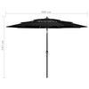 vidaXL Parasol Black Polyester, powder-coated aluminum 10 ft canopy