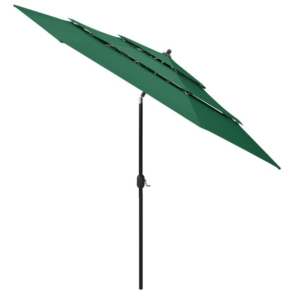 vidaXL Parasol Green Polyester, powder-coated aluminum 9.8 ft Foldable