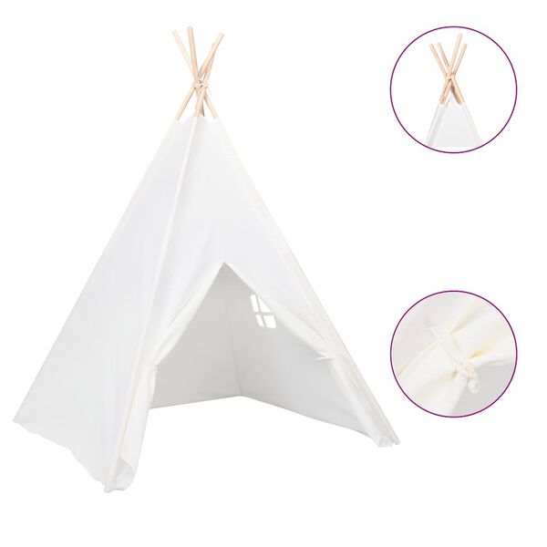 vidaXL Kids Tent White Peach Skin (100% polyester), Solid Pine Wood Large