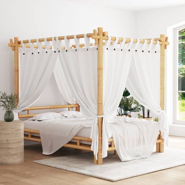 vidaXL Canopy Bed without Mattress 55.1"x78.7" Bamboo