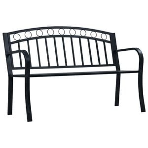 vidaXL Garden Bench Black Steel 49.2 in wide Durable