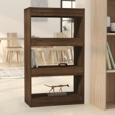 vidaXL Book Cabinet/Room Divider Brown Oak 23.6"x11.8"x40.6" Engineered Wood