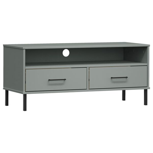 vidaXL TV Cabinet Grey Solid Pine Wood TV Cabinet Rectangular