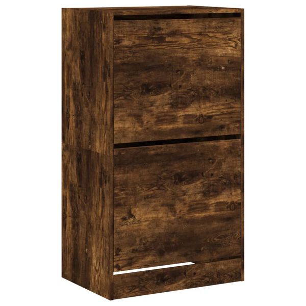 vidaXL Tall Shoe Cabinet Smoked Oak Engineered Wood Tall