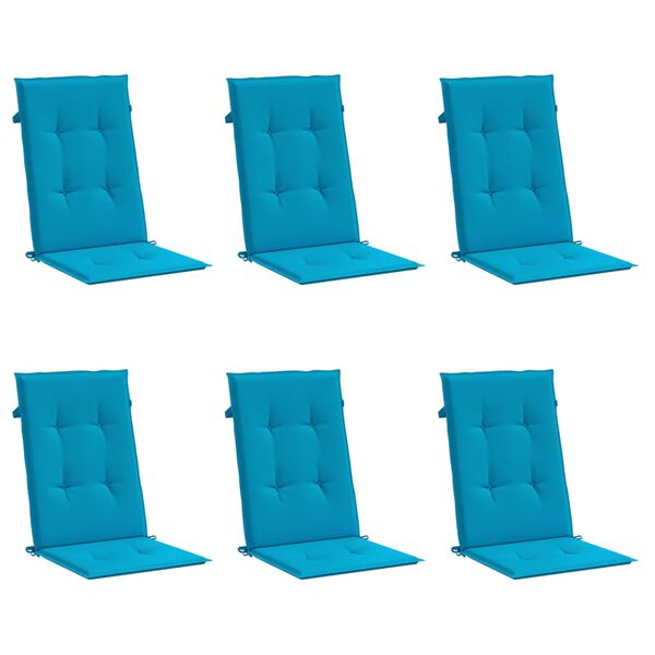 vidaXL Highback Chair Cushion Set of 6 Blue Polyester