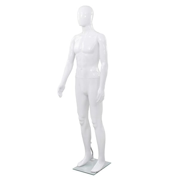 vidaXL Full Body Male Mannequin with Glass Base Glossy White 72.8"