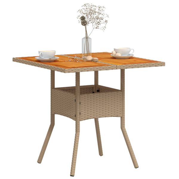 vidaXL Garden Table Beige PE rattan 31.5 x 31.5 in