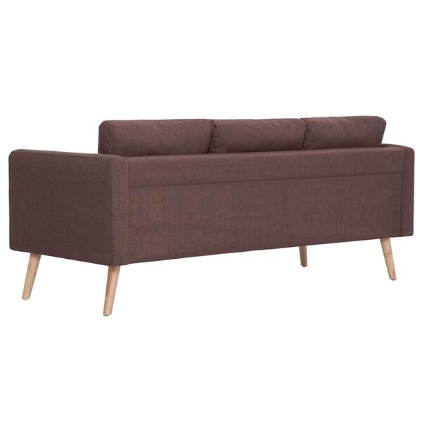 vidaXL Sofa Brown Polyester fabric, Wooden frame 3-seater
